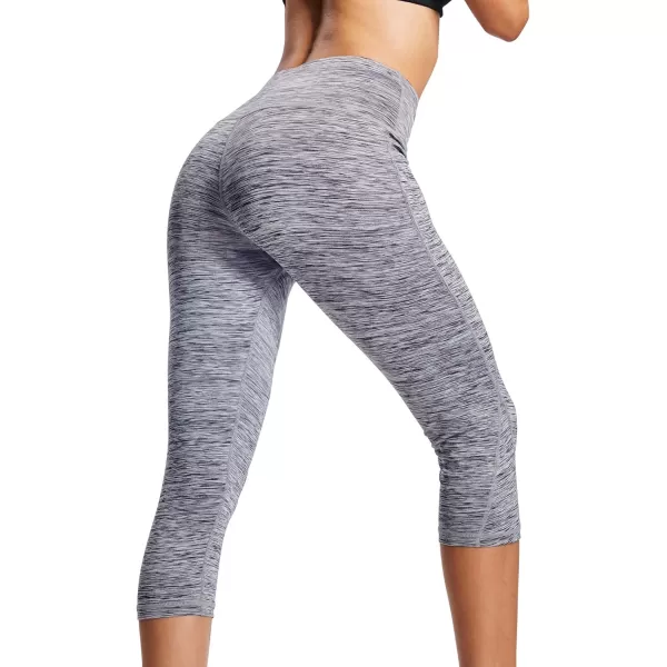 NELEUS Womens Yoga Running Capris Tummy Control High Waist Workout Pants9034 BlackGrey2 Pack