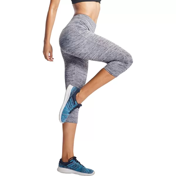 NELEUS Womens Yoga Running Capris Tummy Control High Waist Workout Pants9034 BlackGreyBlue3 Pack