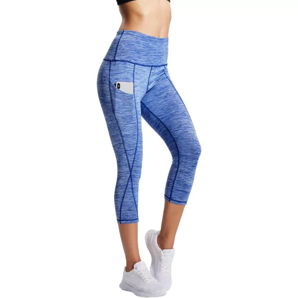 NELEUS Womens Yoga Running Capris Tummy Control High Waist Workout Pants9034 BlackGreyBlue3 Pack