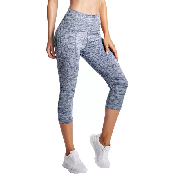 NELEUS Womens Yoga Running Capris Tummy Control High Waist Workout Pants9034 BlackGreyNavy Blue3 Pack