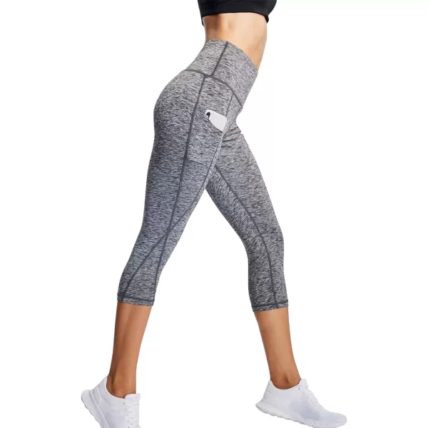 NELEUS Womens Yoga Running Capris Tummy Control High Waist Workout Pants9034 BlackGreyRed3 Pack