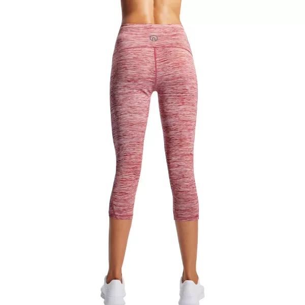 NELEUS Womens Yoga Running Capris Tummy Control High Waist Workout Pants9034 BlackGreyRed3 Pack