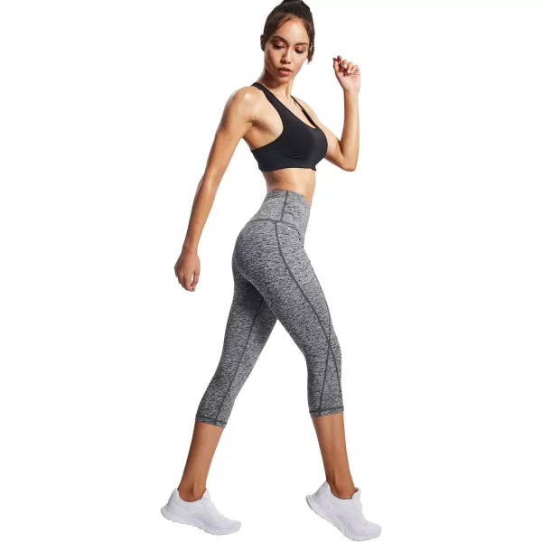 NELEUS Womens Yoga Running Capris Tummy Control High Waist Workout Pants9034 BlackRed2 Pack