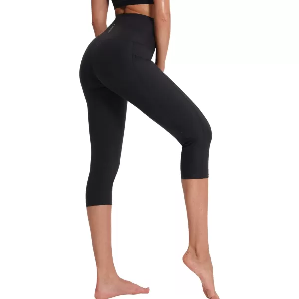 NELEUS Womens Yoga Running Capris Tummy Control High Waist Workout Pants9042 BlackBlack2 Pack