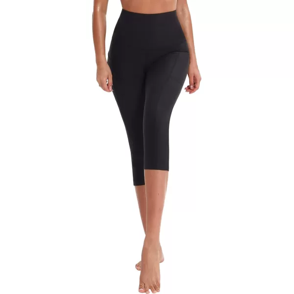 NELEUS Womens Yoga Running Capris Tummy Control High Waist Workout Pants9042 BlackBlack2 Pack