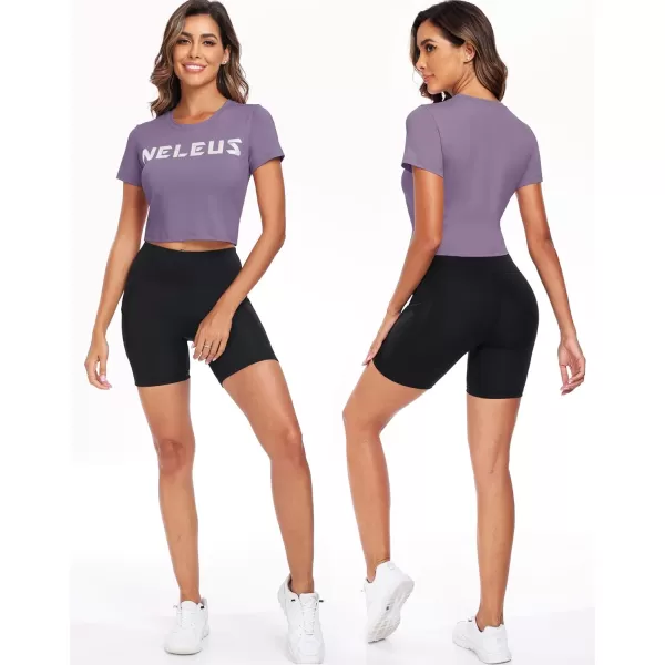 Neleus Womens Running Crop Tank Tops Dry Fit Workout Athletic Shirts Pack of 31501 BlackGreyPurple