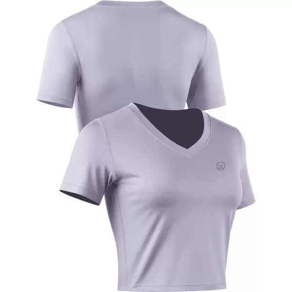 Neleus Womens Running Crop Tank Tops Dry Fit Workout Athletic Shirts Pack of 3Vneck BlackGreyLight Purple 3 Pack
