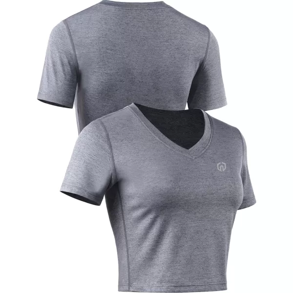 Neleus Womens Running Crop Tank Tops Dry Fit Workout Athletic Shirts Pack of 3Vneck BlackGreyLight Purple 3 Pack