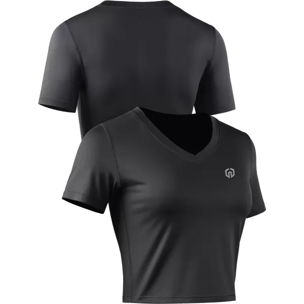 Neleus Womens Running Crop Tank Tops Dry Fit Workout Athletic Shirts Pack of 3Vneck BlackGreyLight Purple 3 Pack
