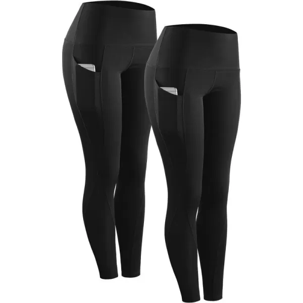 NELEUS High Waist Running Workout Leggings for Yoga with Pockets9017 Yoga Pant 2 Packblack