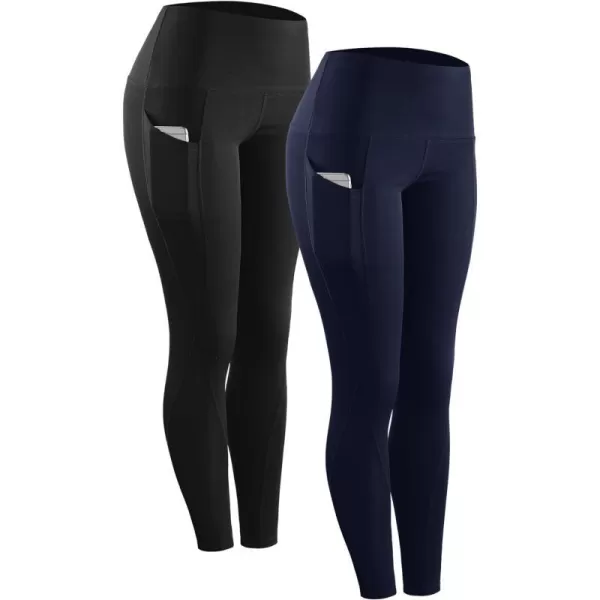 NELEUS High Waist Running Workout Leggings for Yoga with Pockets9017 Yoga Pant 2 Packblacknavy Blue