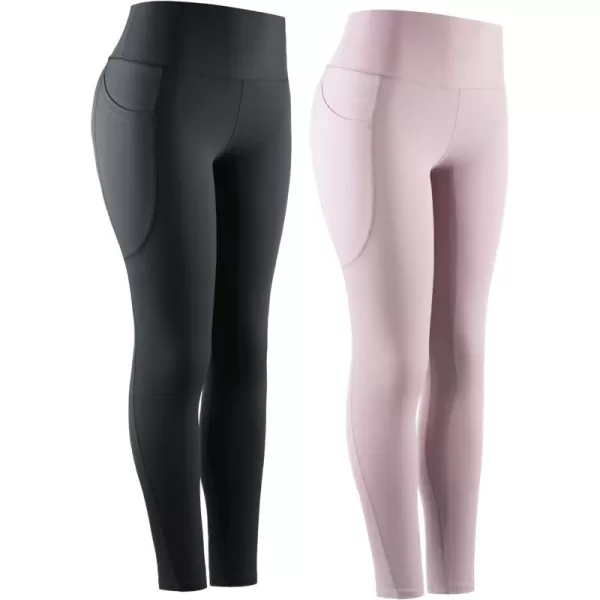 NELEUS High Waist Running Workout Leggings for Yoga with Pockets9069 Yoga Pants 2 PackblackLavender Blush