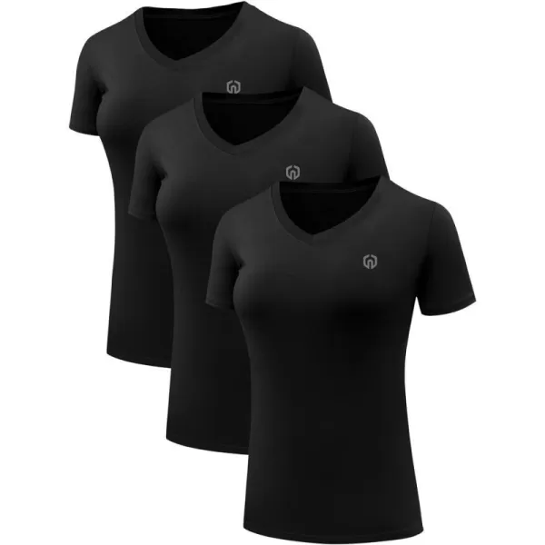 NELEUS Womens 3 Pack Compression Workout Athletic Shirt8016 BlackBlackBlack 3 Pack