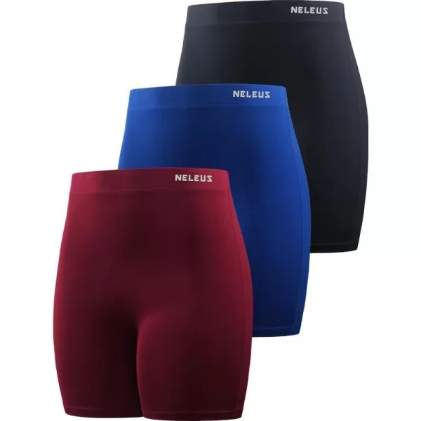 NELEUS Womens 4 Running Short 3 Pack High Waist Yoga Shorts9057 BlackBlueRed