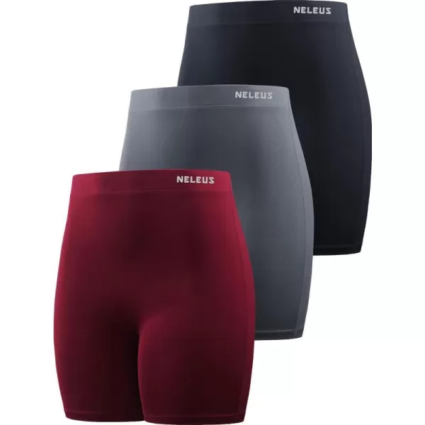 NELEUS Womens 4 Running Short 3 Pack High Waist Yoga Shorts9057 BlackGreyRed