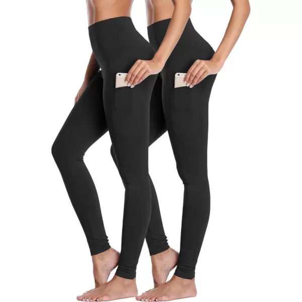 NELEUS Womens Yoga Leggings Tummy Control Workout Running PantsZ103 BlackBlack2 Pack