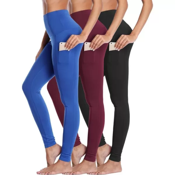 NELEUS Womens Yoga Leggings Tummy Control Workout Running PantsZ103 BlackBlueBurgundy3 Pack