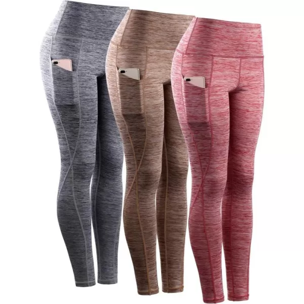 9033 Yoga Pant 3 Pack: Red,grey,brown