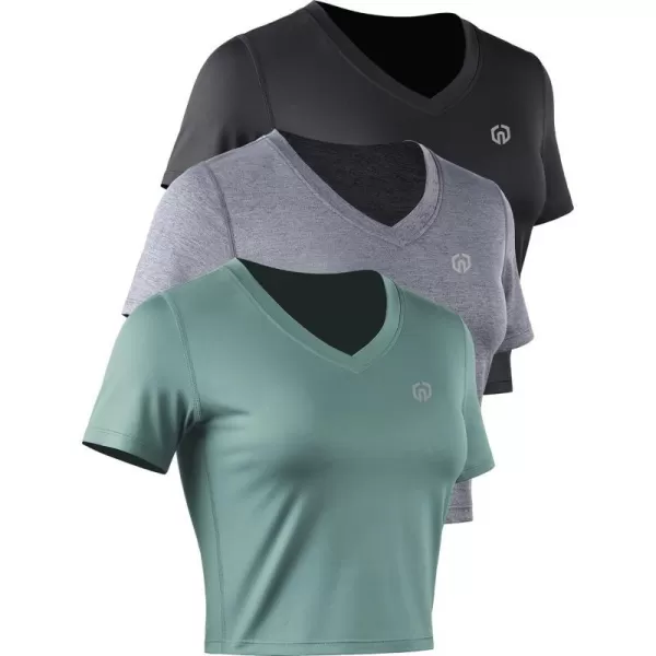 V-neck: Black/Grey/Blackish Green, 3 Pack