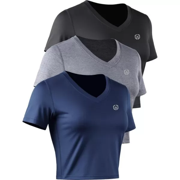 V-neck: Black/Grey/Navy Blue, 3 Pack