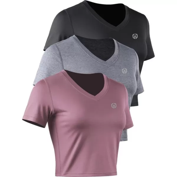 V-neck: Black/Grey/Rosy Brown, 3 Pack