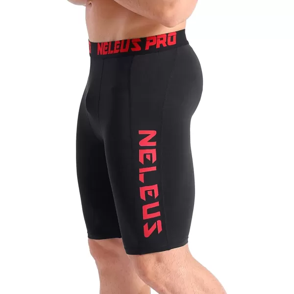 NELEUS Mens 3 Pack Running Compression Shorts with Pockets6064 BlackBlueRed 3 Pack