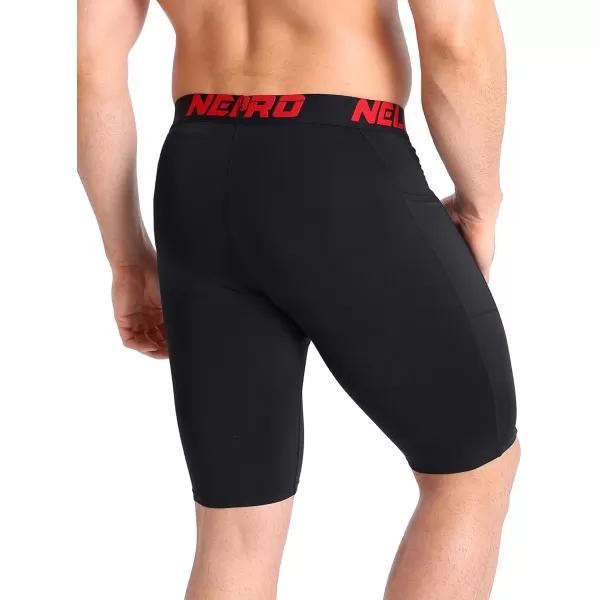 NELEUS Mens 3 Pack Running Compression Shorts with Pockets6064 BlackBlueRed 3 Pack