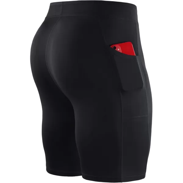 NELEUS Mens 3 Pack Running Compression Shorts with Pockets6072 BlackBlackBlack 3 Pack