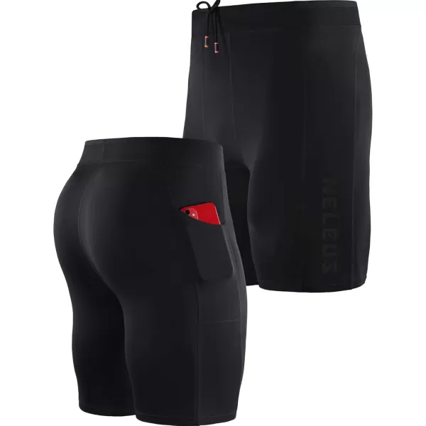 NELEUS Mens 3 Pack Running Compression Shorts with Pockets6072 BlackBlackBlack 3 Pack