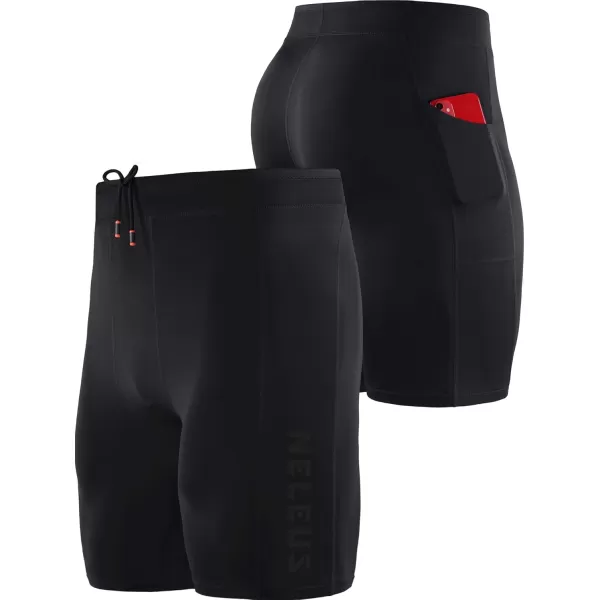 NELEUS Mens 3 Pack Running Compression Shorts with Pockets6072 BlackBlueRed 3 Pack