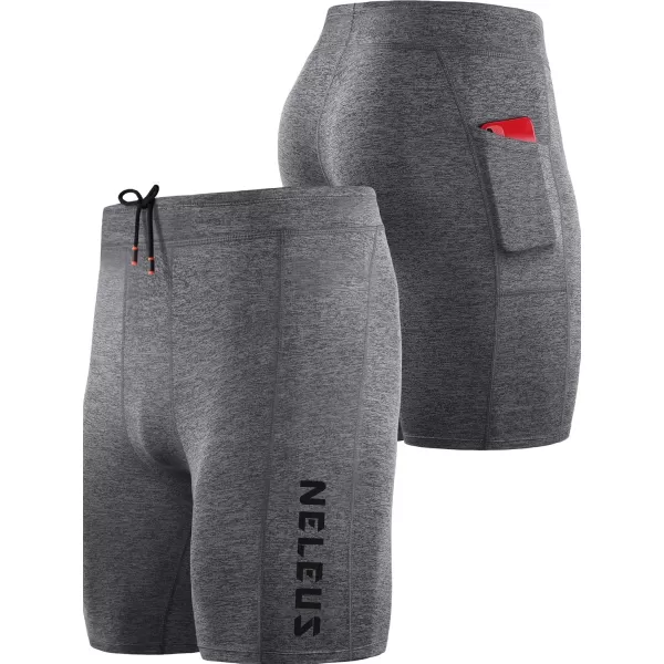 NELEUS Mens 3 Pack Running Compression Shorts with Pockets6072 BlackGreyBlue 3 Pack