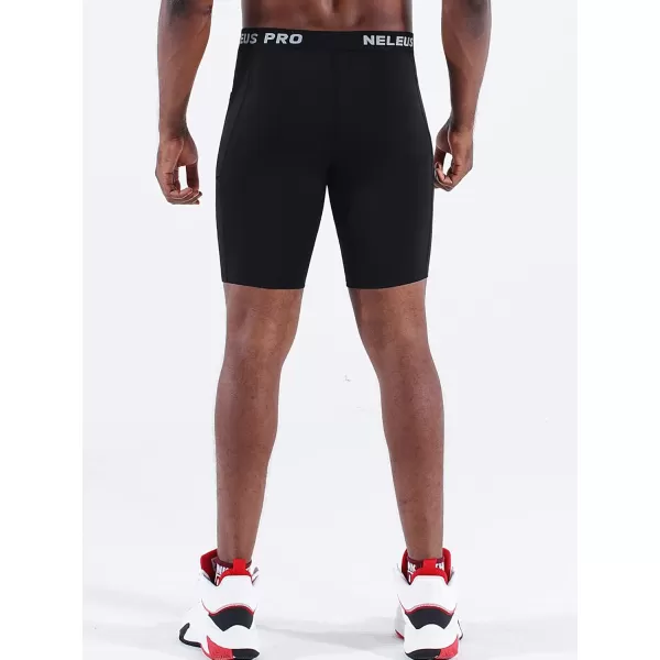 NELEUS Mens 3 Pack Running Compression Shorts with Pockets6082 BlackBlackBlack 3 Pack