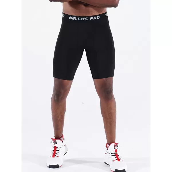 NELEUS Mens 3 Pack Running Compression Shorts with Pockets6082 BlackBlackBlack 3 Pack