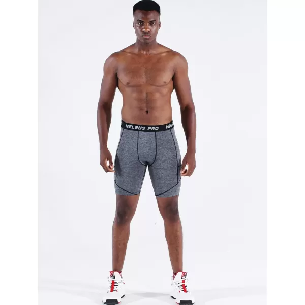 NELEUS Mens 3 Pack Running Compression Shorts with Pockets6082 BlackGreyBlue 3 Pack