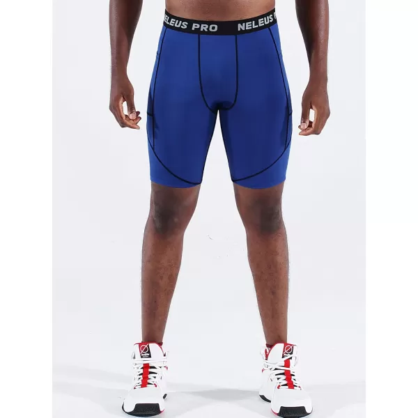 NELEUS Mens 3 Pack Running Compression Shorts with Pockets6082 BlackGreyBlue 3 Pack