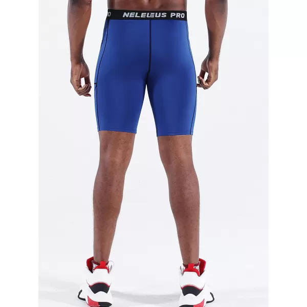 NELEUS Mens 3 Pack Running Compression Shorts with Pockets6082 BlackGreyBlue 3 Pack