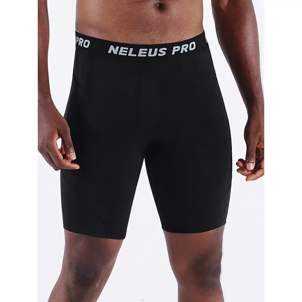 NELEUS Mens 3 Pack Running Compression Shorts with Pockets6082 BlackGreyNavy Blue 3 Pack