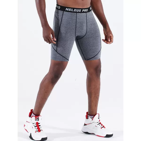 NELEUS Mens 3 Pack Running Compression Shorts with Pockets6082 BlackGreyRed 3 Pack