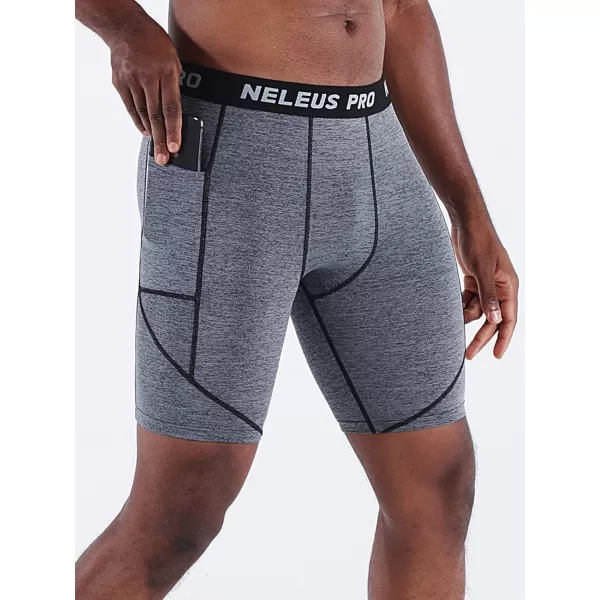 NELEUS Mens 3 Pack Running Compression Shorts with Pockets6082 BlackGreyWhite 3 Pack