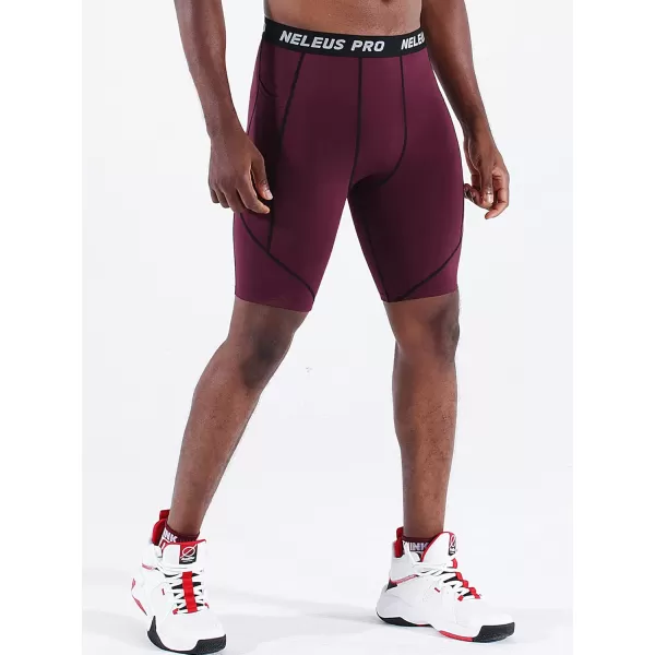 NELEUS Mens 3 Pack Running Compression Shorts with Pockets6082 RedNavyBlue 3 Pack
