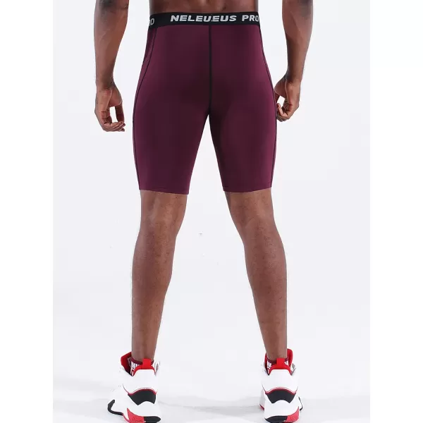 NELEUS Mens 3 Pack Running Compression Shorts with Pockets6082 RedNavyBlue 3 Pack
