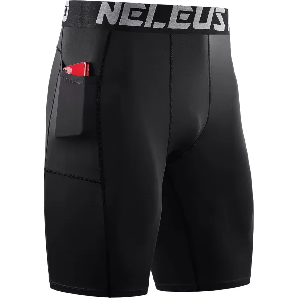 NELEUS Mens 3 Pack Running Compression Shorts with Pockets6087 BlackBlackBlack 3 Pack