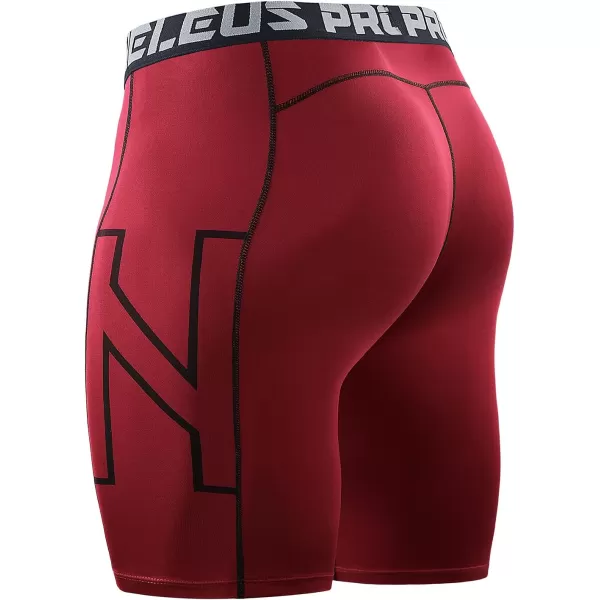 NELEUS Mens 3 Pack Running Compression Shorts with Pockets6087 BlackGreyRed 3 Pack