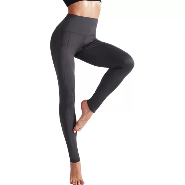 imageNELEUS High Waist Running Workout Leggings for Yoga with Pockets9017 Yoga Pant 2 Packblack grey