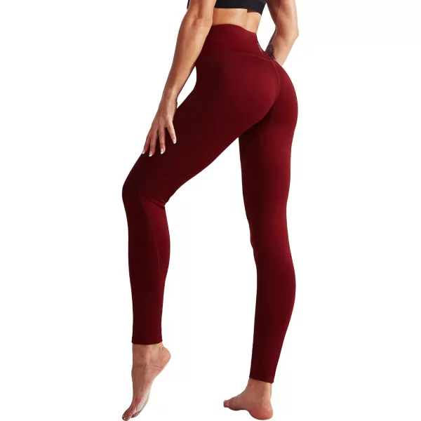 imageNELEUS High Waist Running Workout Leggings for Yoga with Pockets9017 Yoga Pant 2 Packblack red