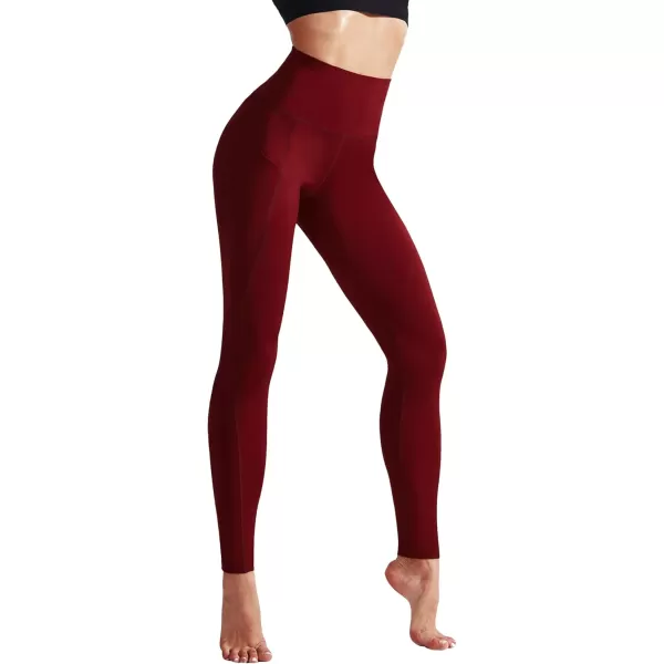 imageNELEUS High Waist Running Workout Leggings for Yoga with Pockets9017 Yoga Pant 2 Packblack red