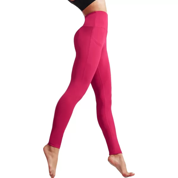 imageNELEUS High Waist Running Workout Leggings for Yoga with Pockets9017 Yoga Pant 2 Packred rose Red