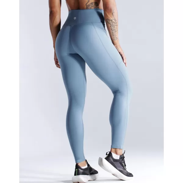 imageNELEUS High Waist Running Workout Leggings for Yoga with Pockets9069 BlackLight Steel BlueIvory 3 Pack