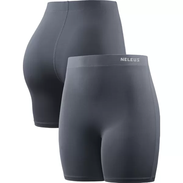 imageNELEUS Womens 4quot 3quot Biker Short 3 Pack High Waist Athletic Shorts for Gym Yoga Running9057 BlackGreyWhite