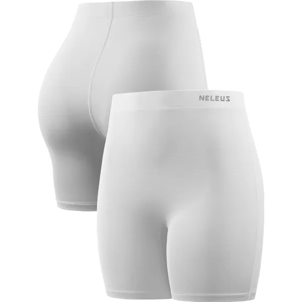 imageNELEUS Womens 4quot 3quot Biker Short 3 Pack High Waist Athletic Shorts for Gym Yoga Running9057 BlackGreyWhite